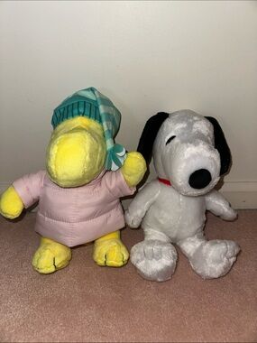Peanuts Snoopy & Cozy Woodstock Plushie 11 Inch Puffer Jacket Winter Collectable
